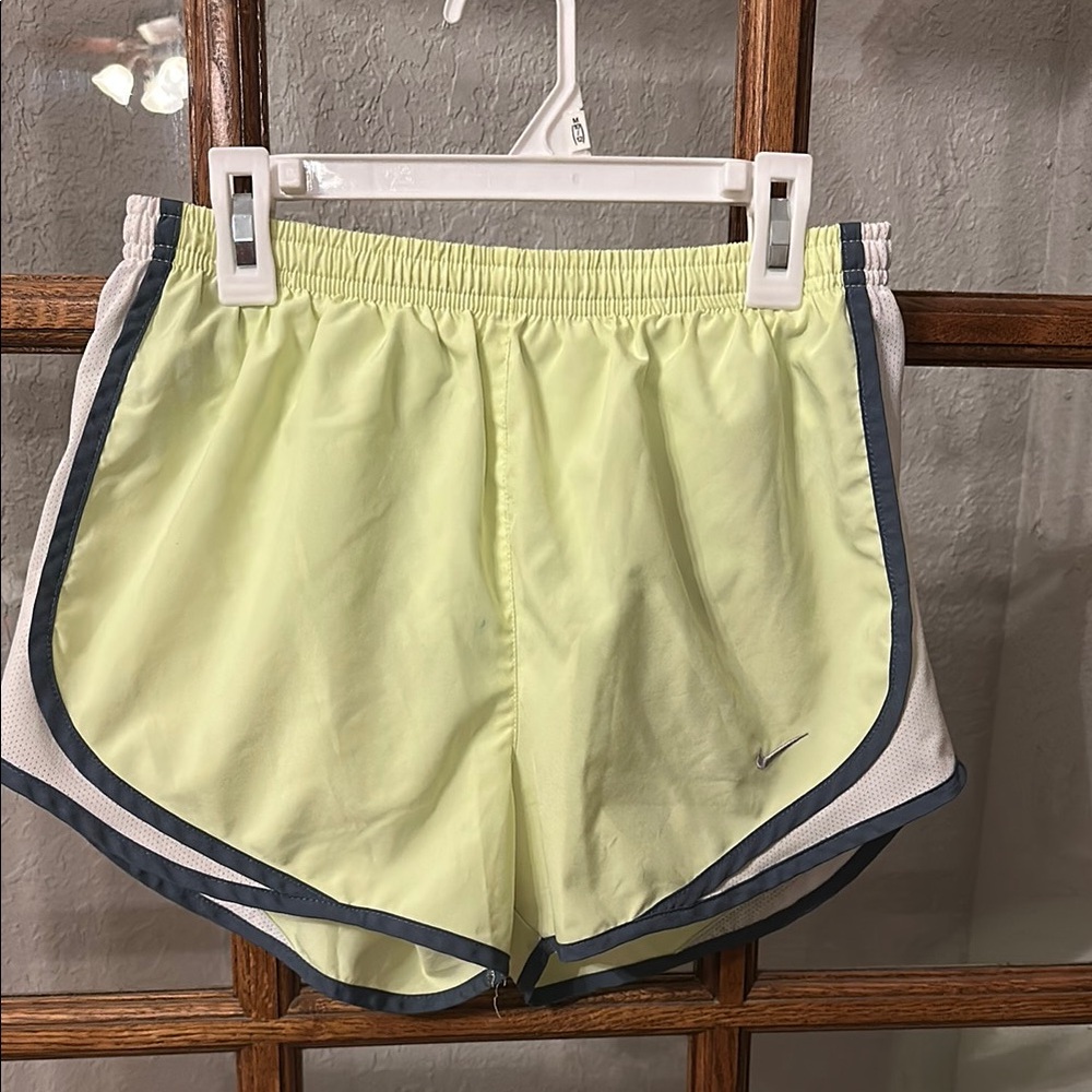 Nike Yellow and Gray Athletic Shorts with Elastic Waistband